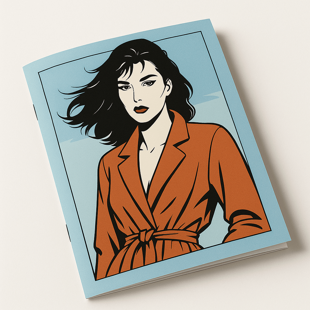 Saddle-stitched booklet with an illustrated cover