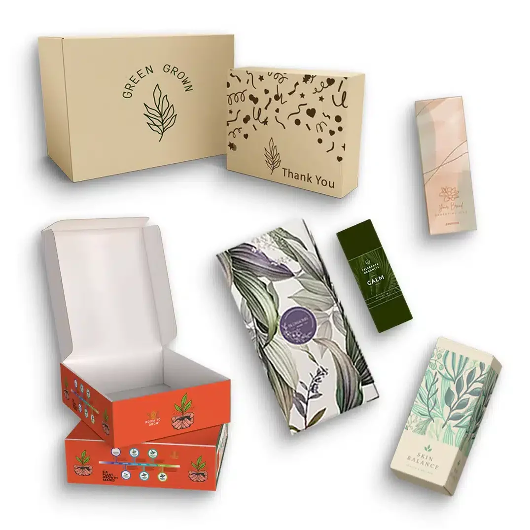 Assorted custom printed boxes and cartons