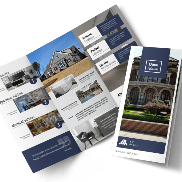 Tri-fold brochures made with digital printing