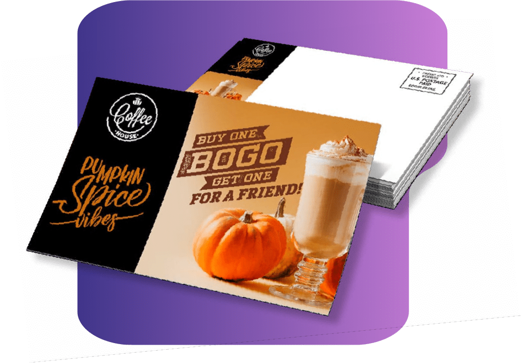 Printed direct mail postcards